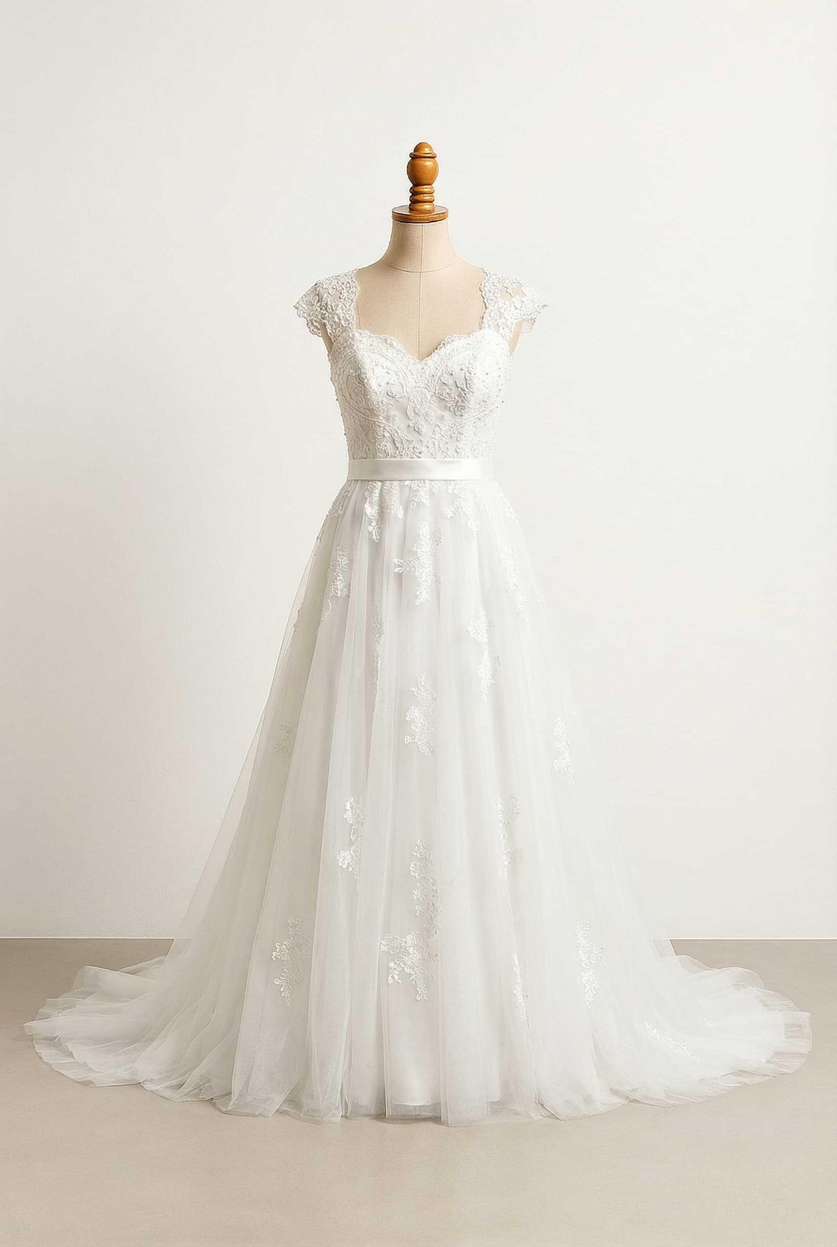 A romantic wedding dress with elegant details