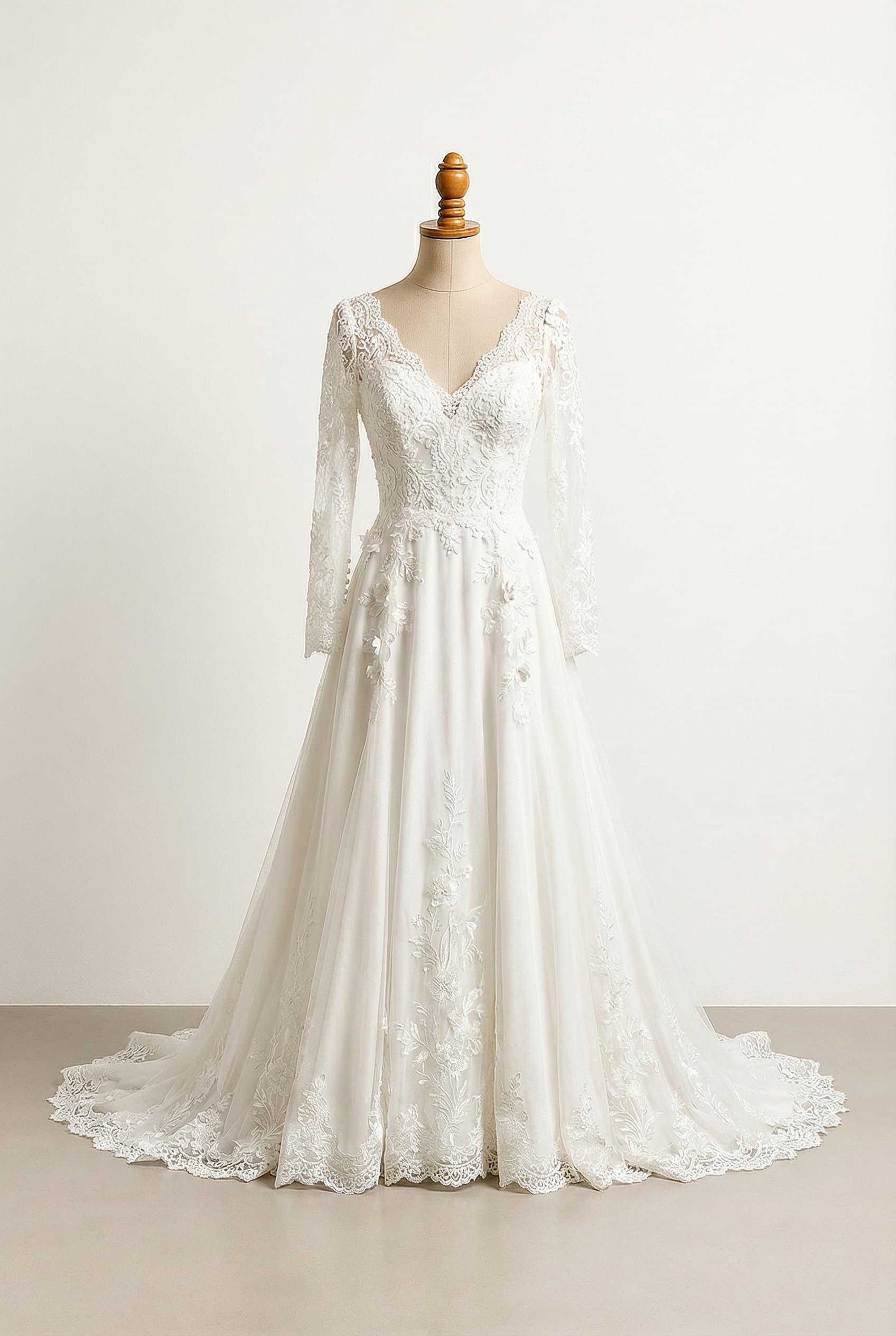 A romantic wedding dress with elegant details