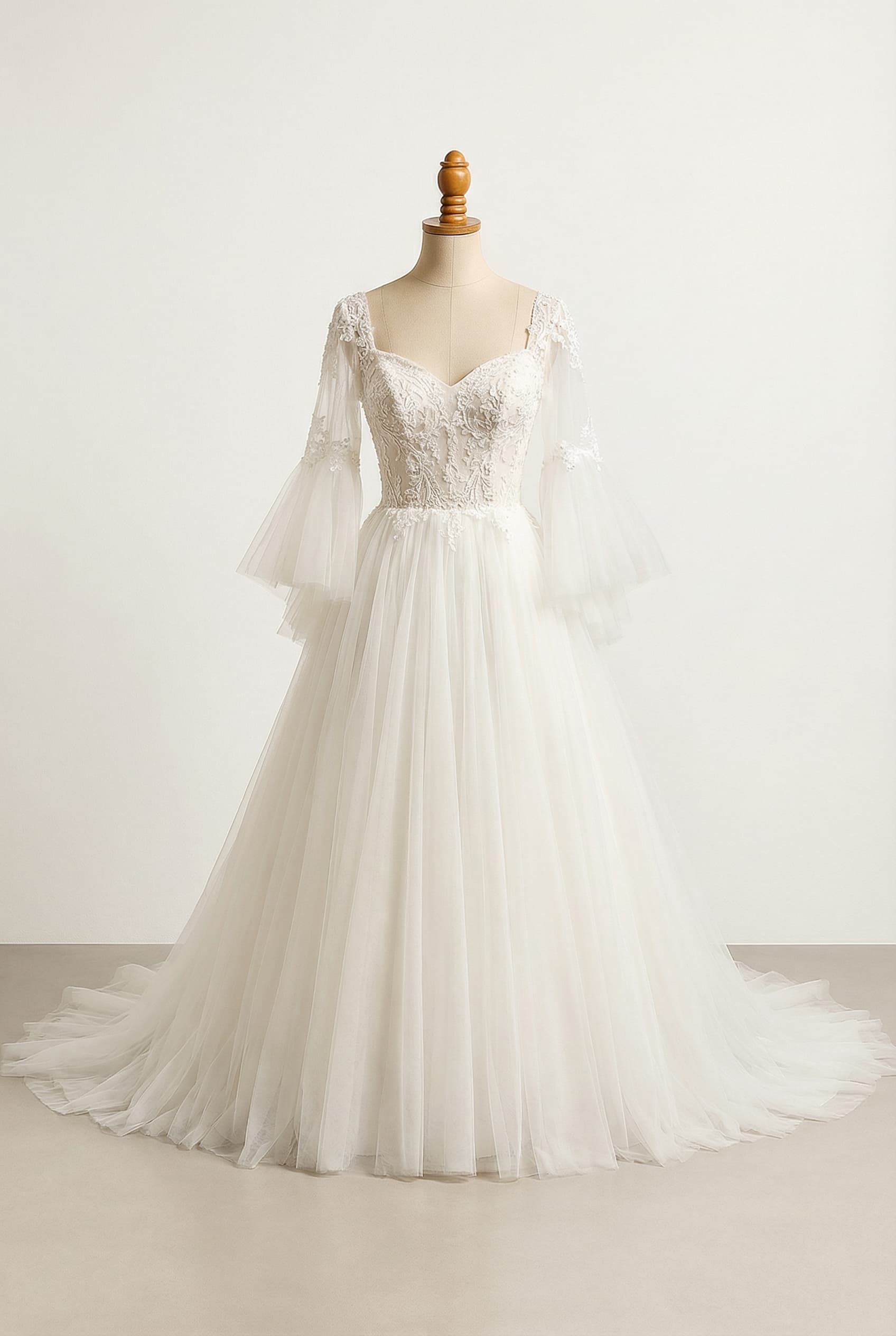 A romantic wedding dress with elegant details