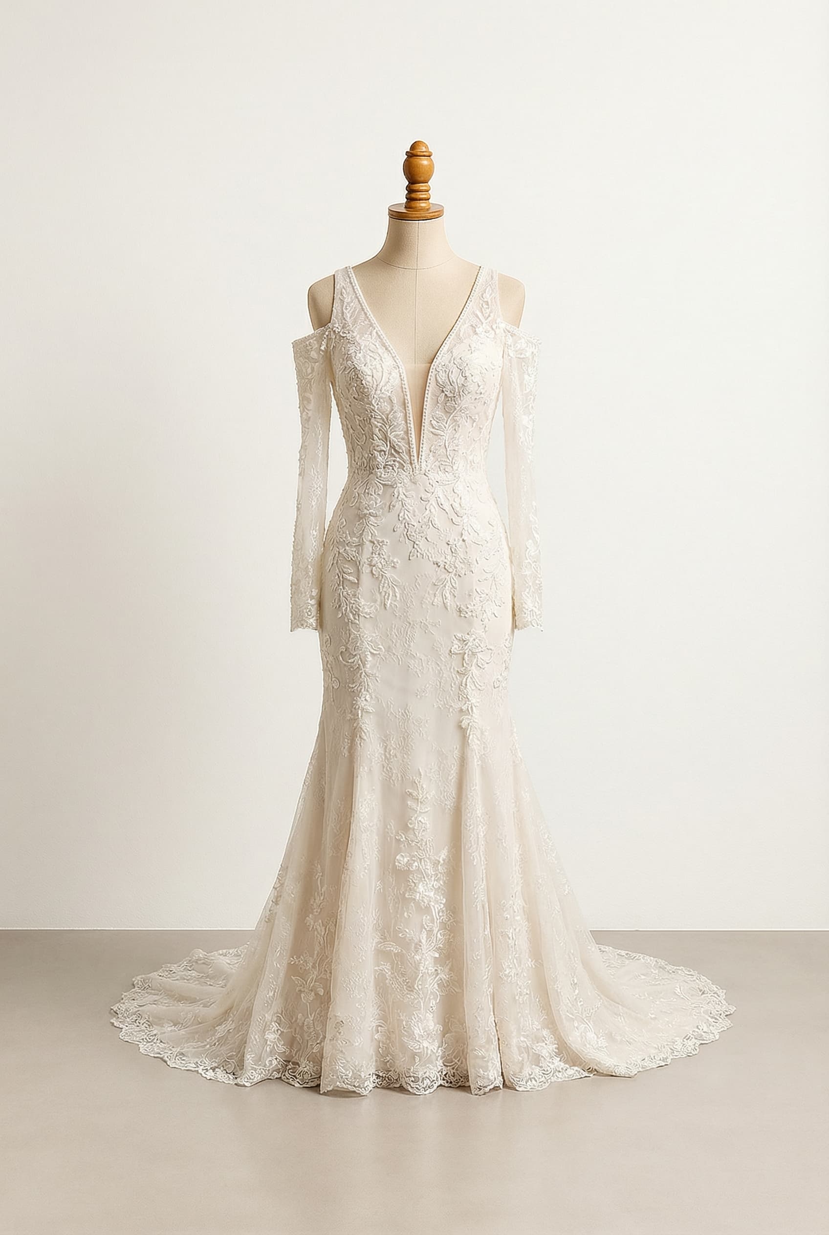 A romantic wedding dress with elegant details