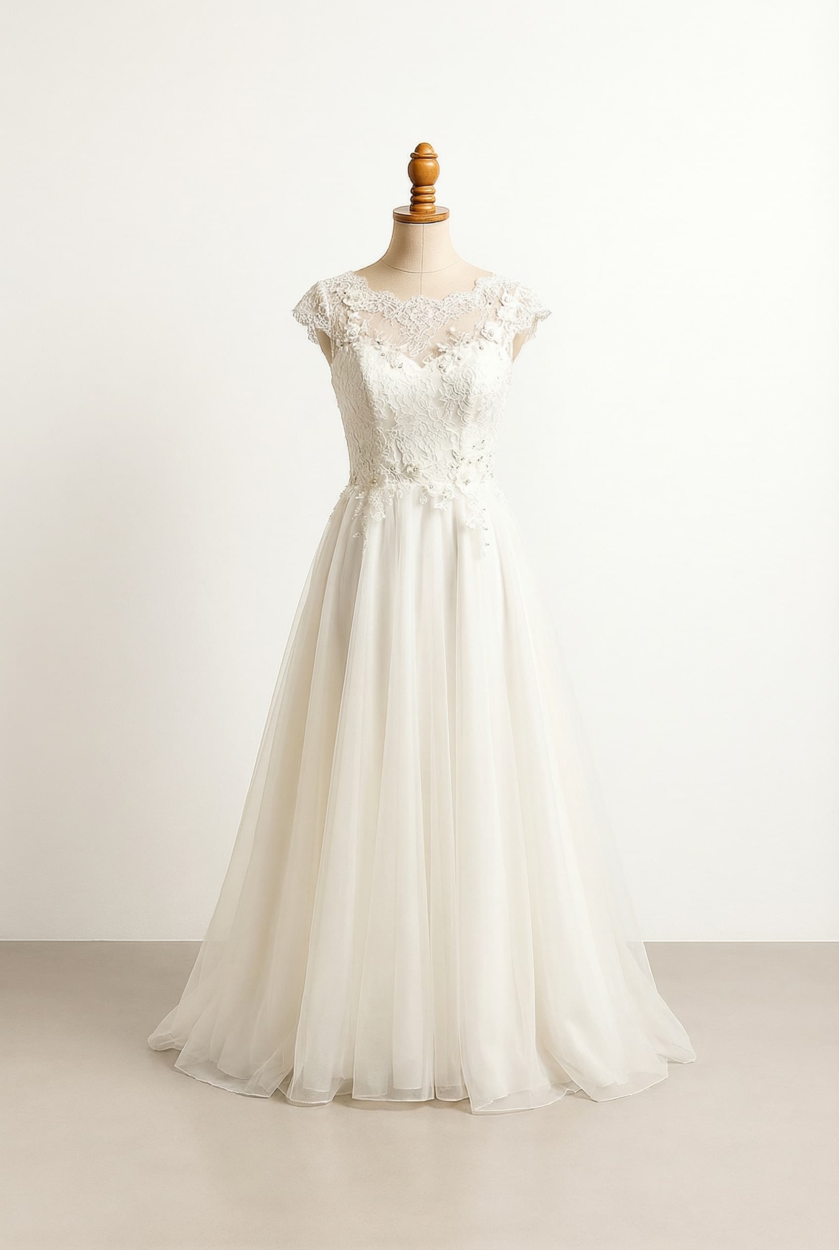 A romantic wedding dress with elegant details