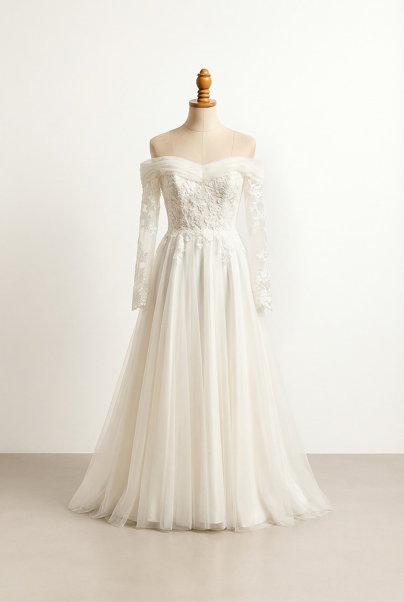A romantic wedding dress with elegant details