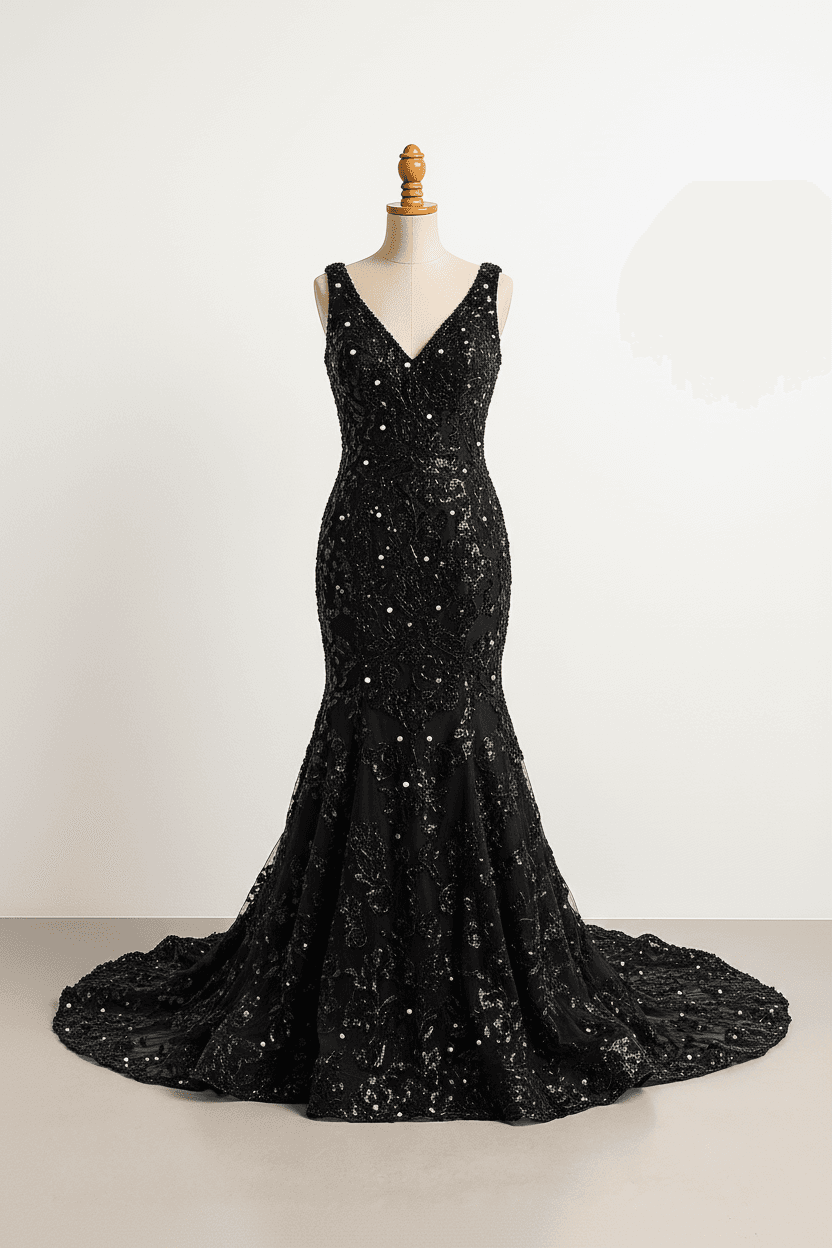 A romantic wedding dress with elegant details