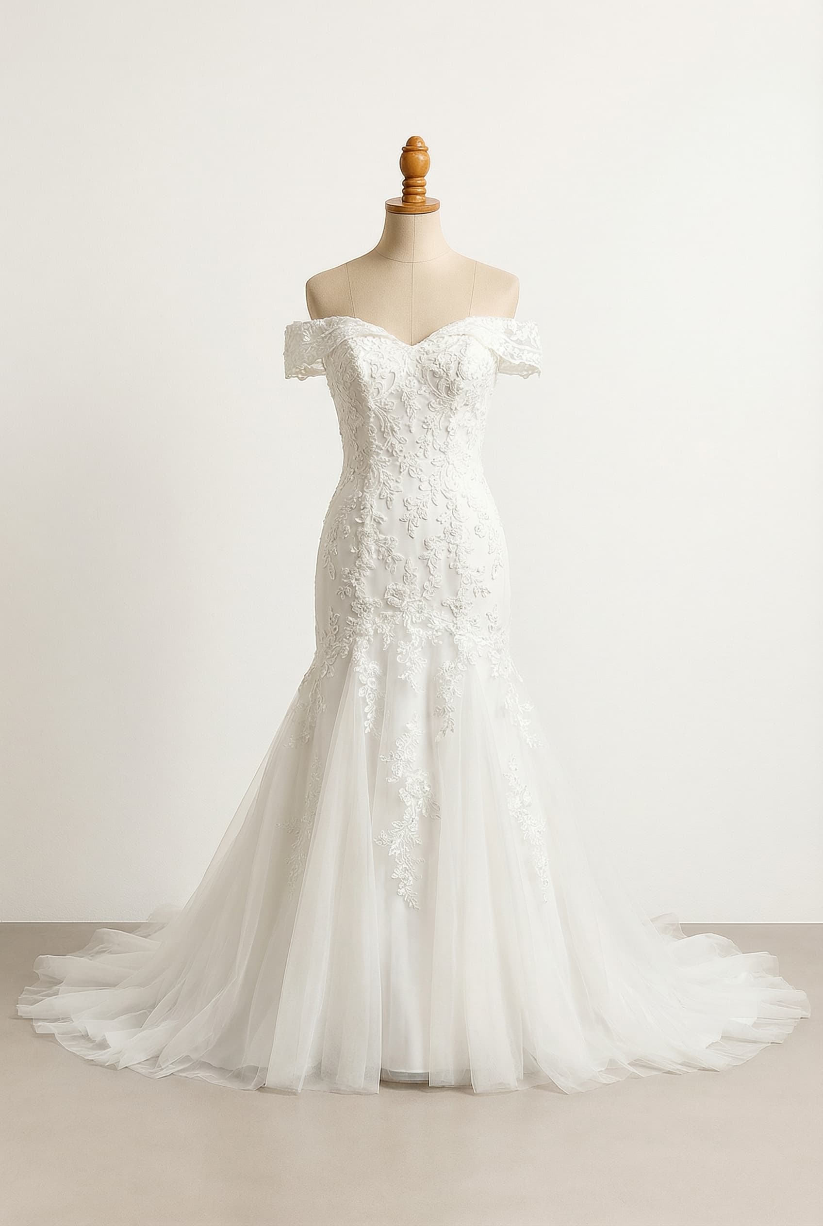 A romantic wedding dress with elegant details