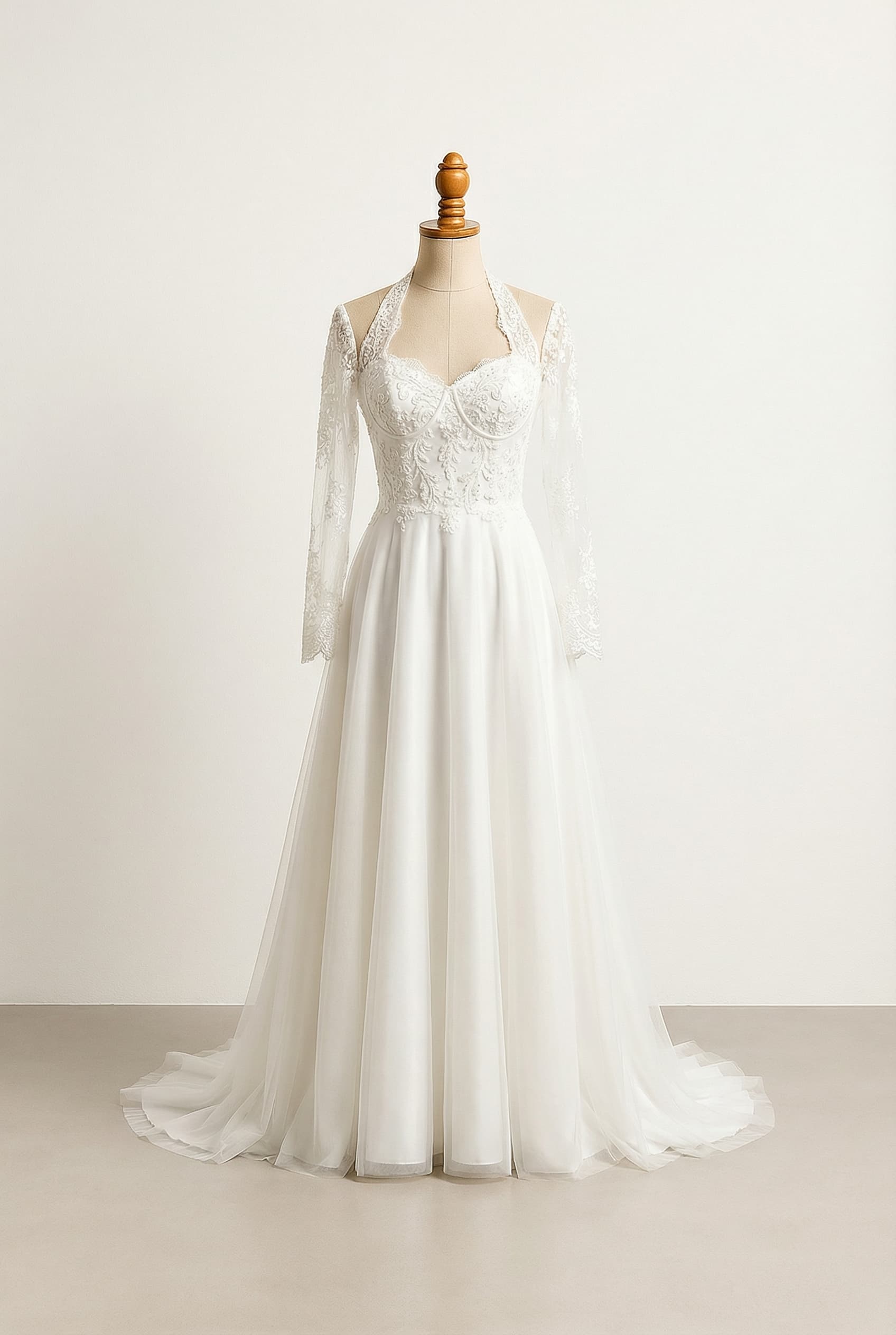 A romantic wedding dress with elegant details