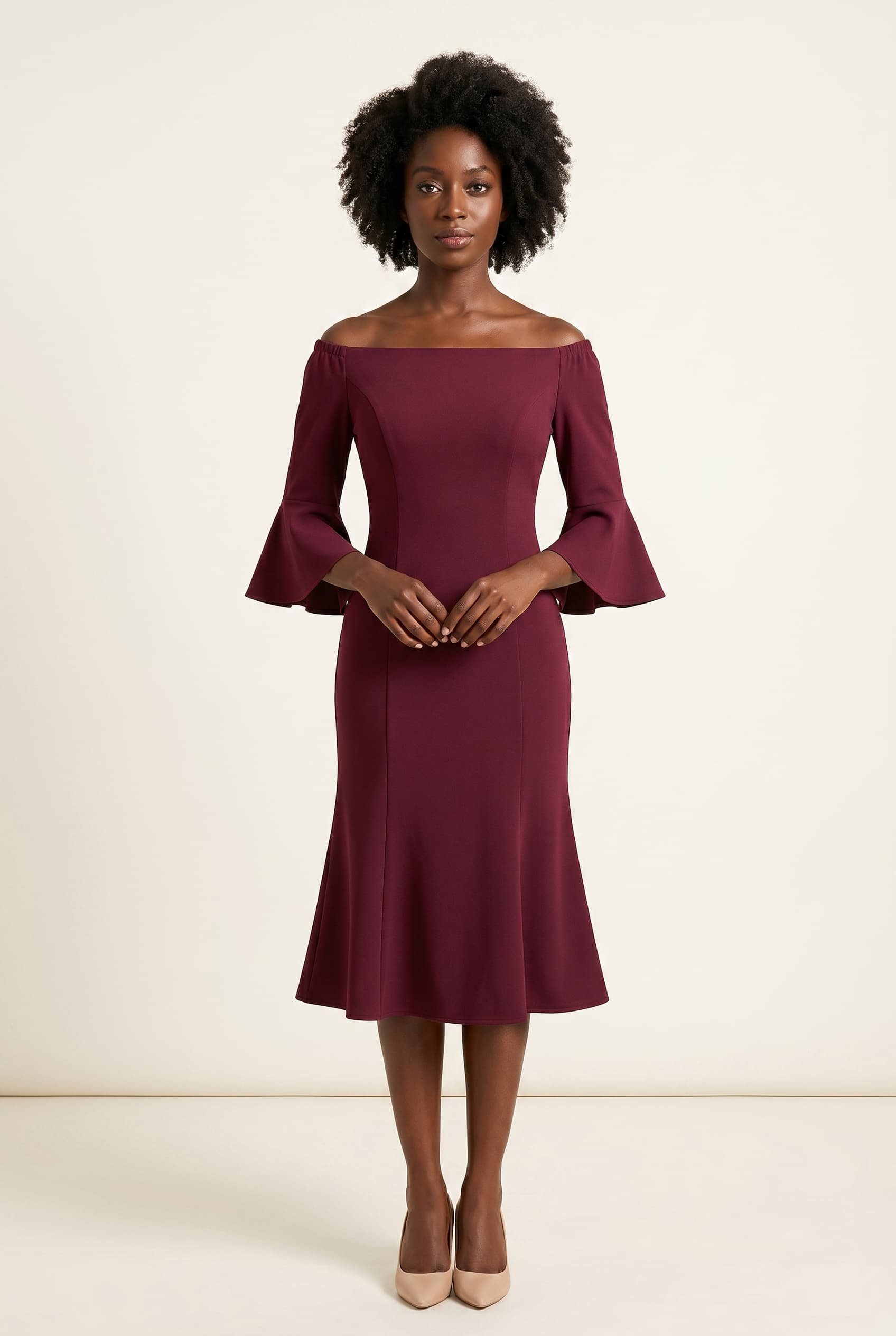 The Elara Bell Sleeves worn by a model