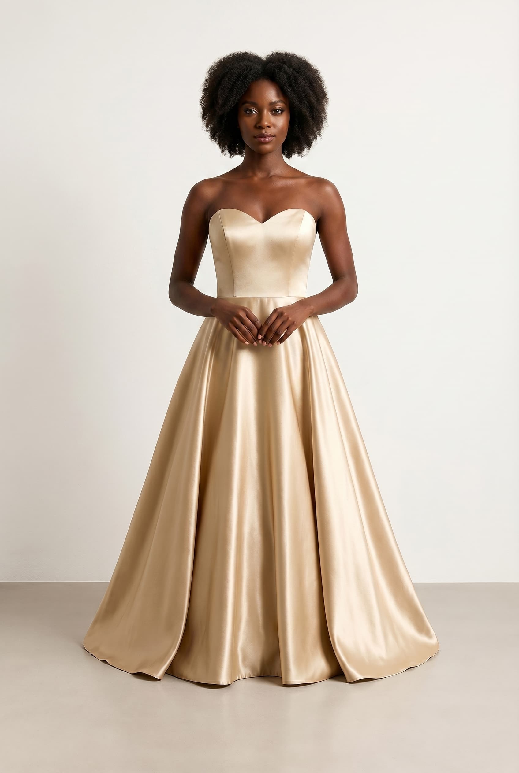 The Isabella Satin Sweetheart worn by a model