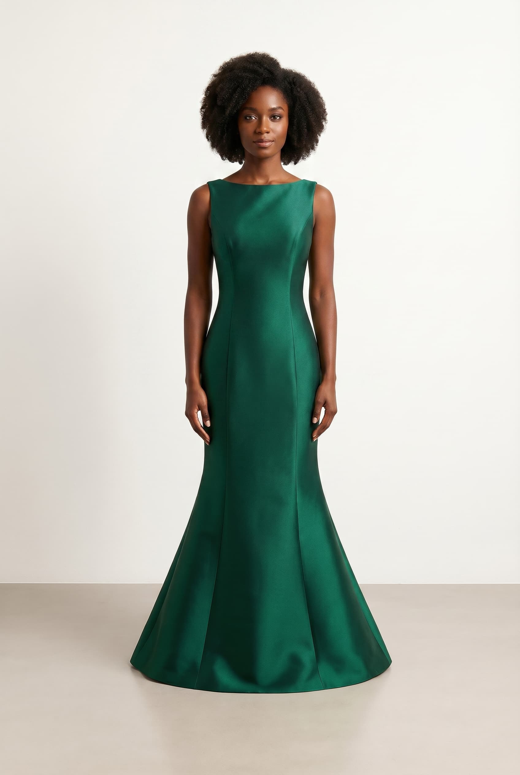 The Anastasia Mikado Straight-Neck worn by a model