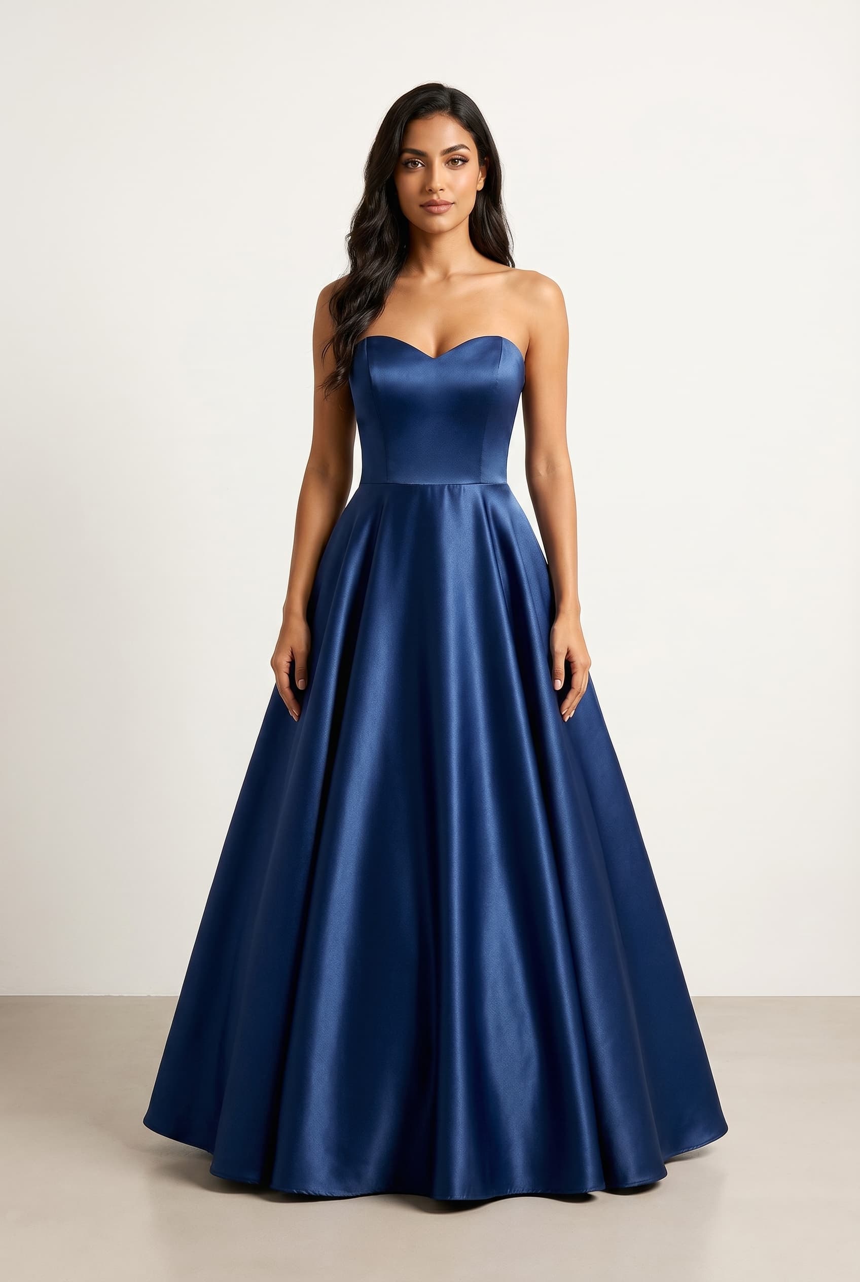 The Isabella Satin Feathered Mermaid worn by a model