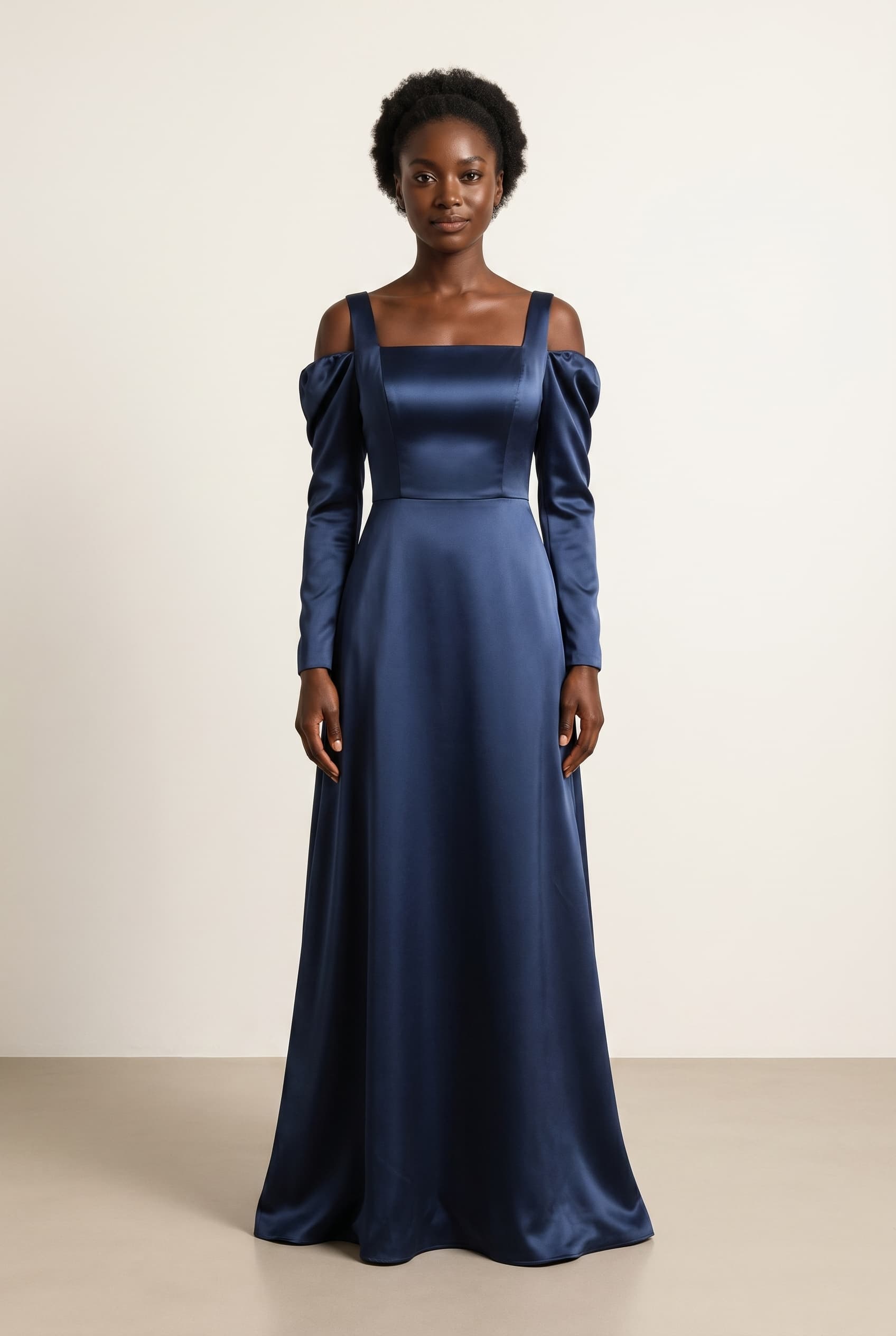 The Anastasia Silk Charmeuse worn by a model