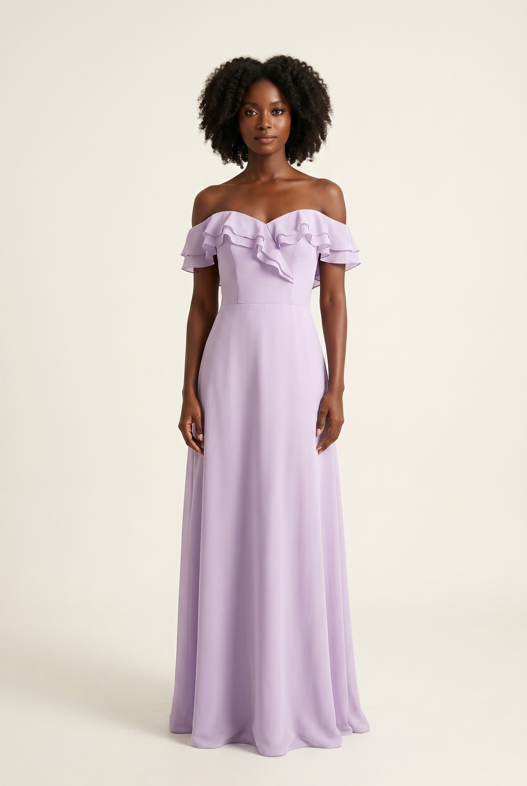 The Celestia Ruffled Shoulder worn by a model