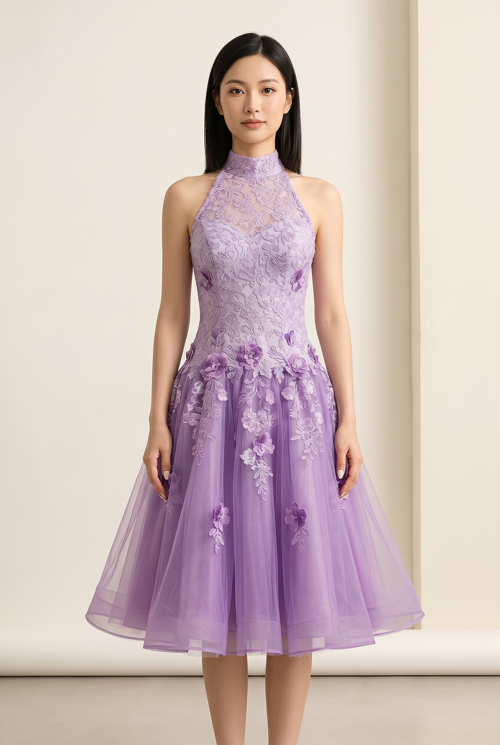 The Seraphina Embroidered Lace worn by a model