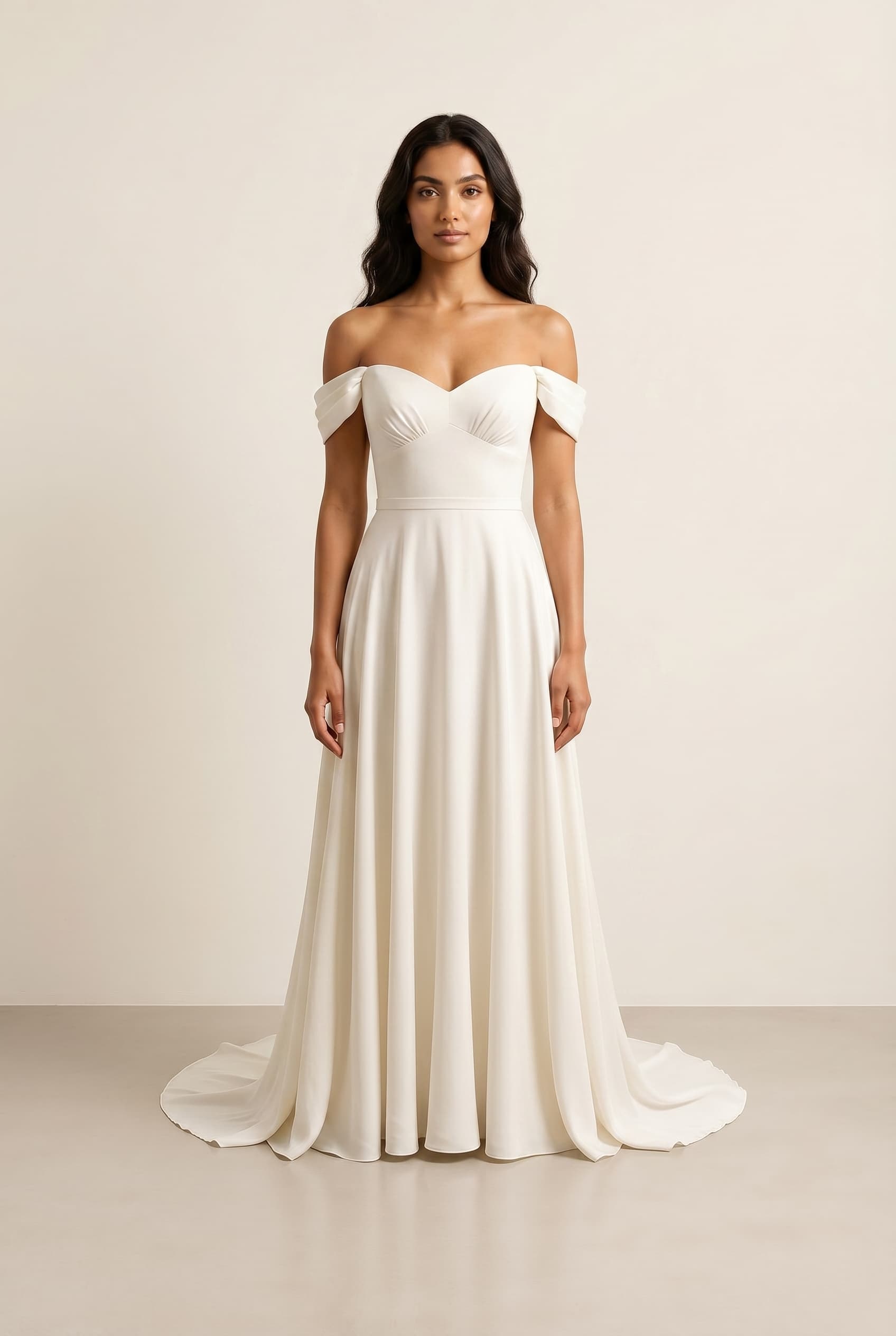 The Arabella Sweetheart Crepe worn by a model