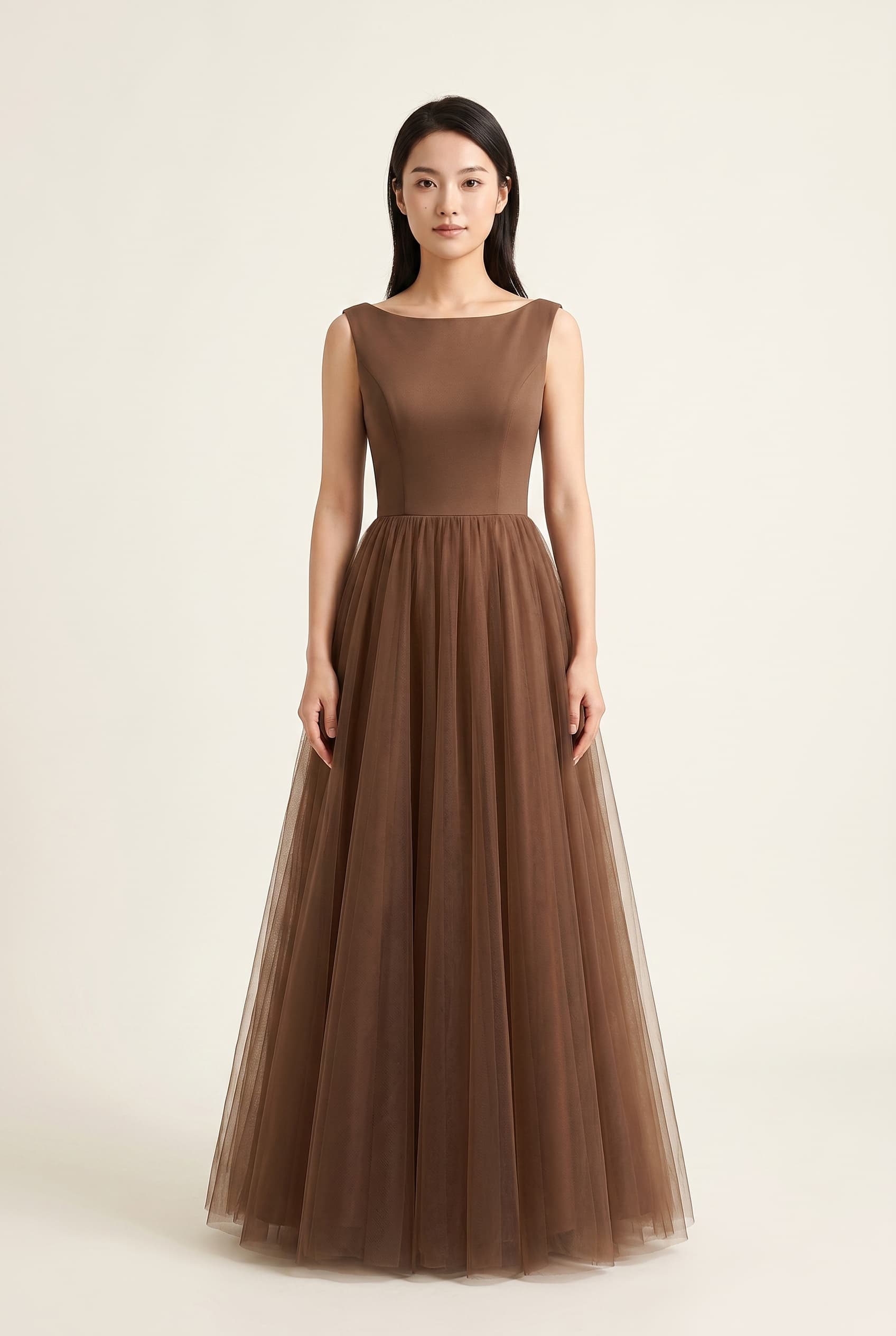 The Ophelia Boatneck Silk Charmeuse worn by a model