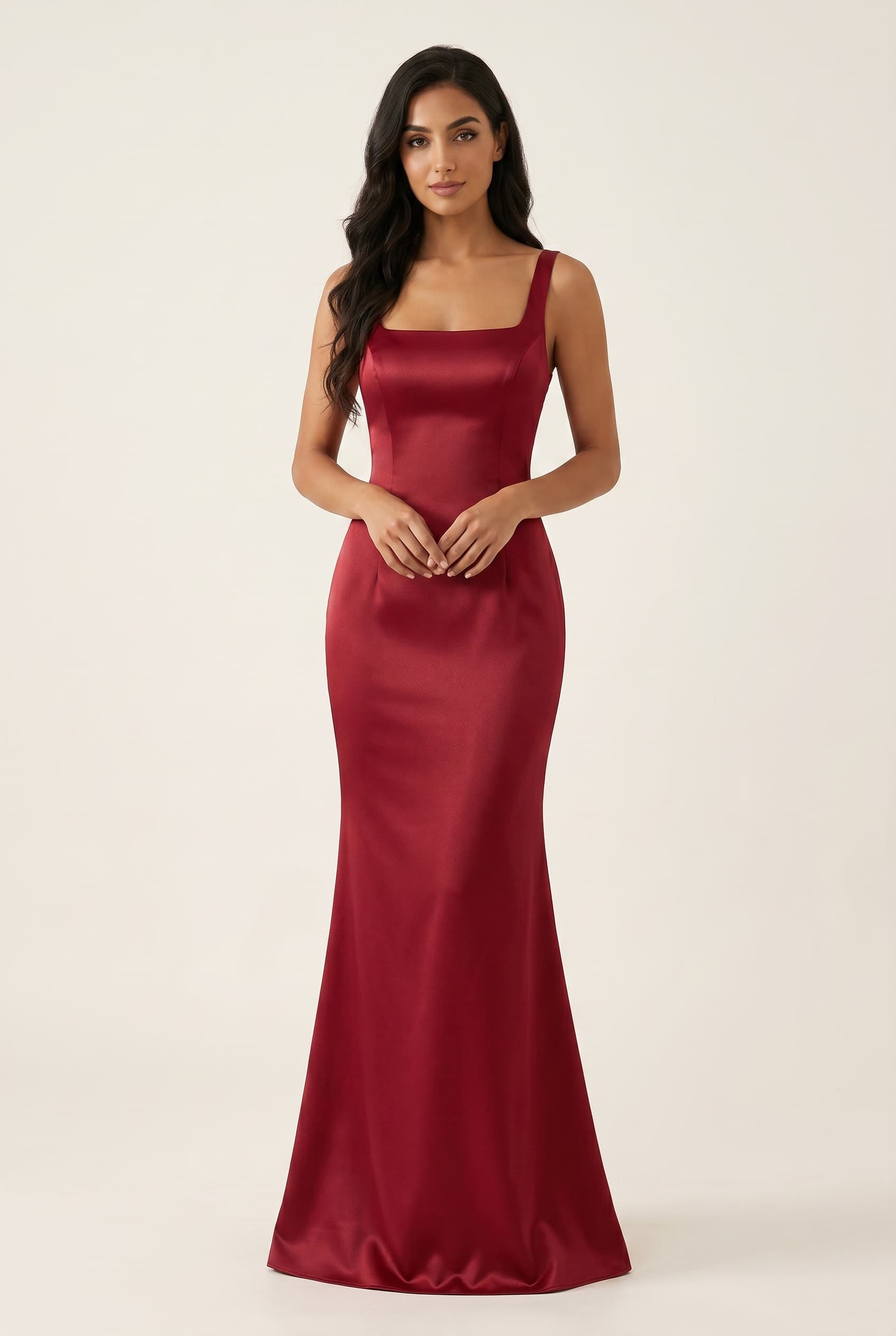 The Isabella Square Satin worn by a model