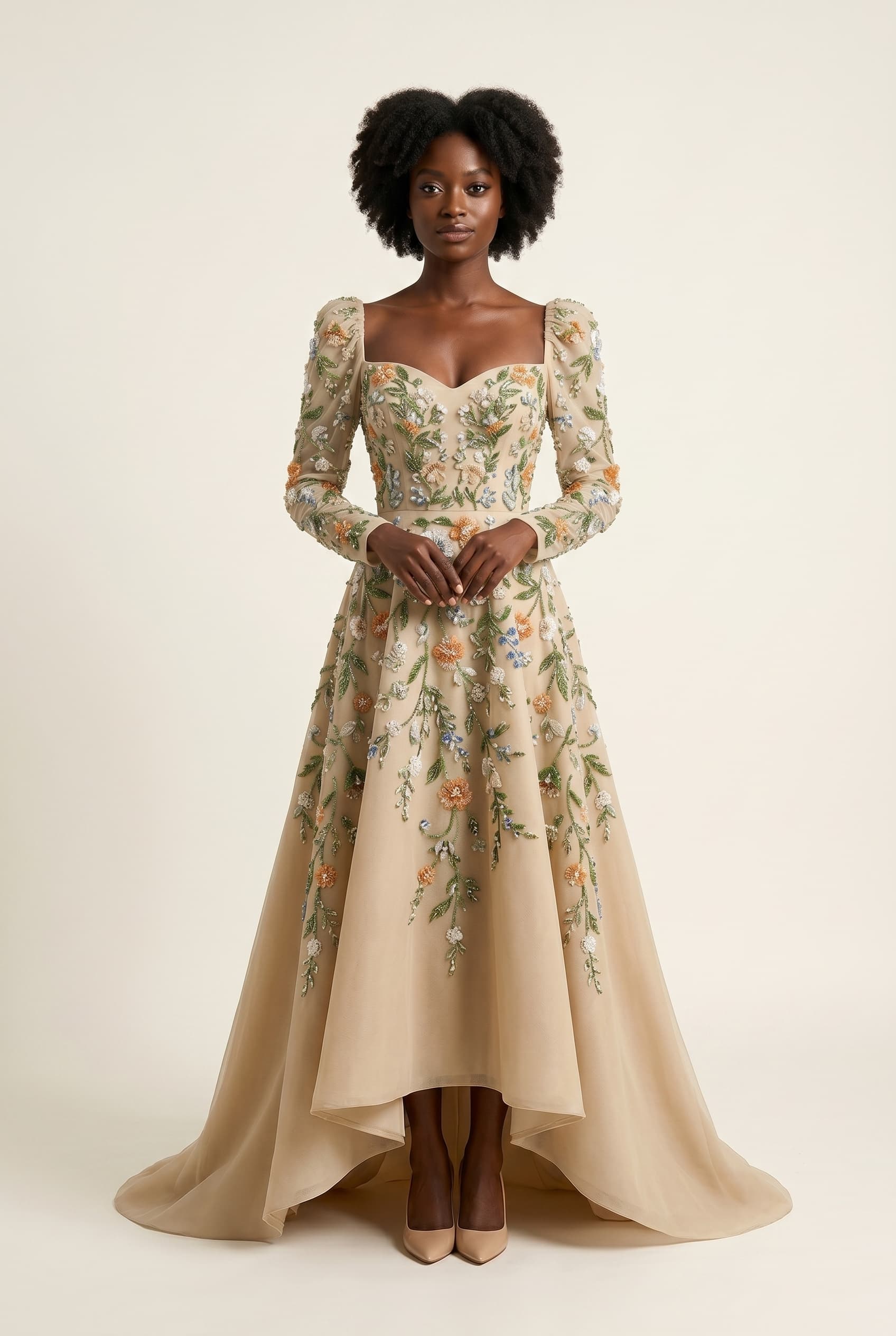 The Anastasia Floral Beaded worn by a model
