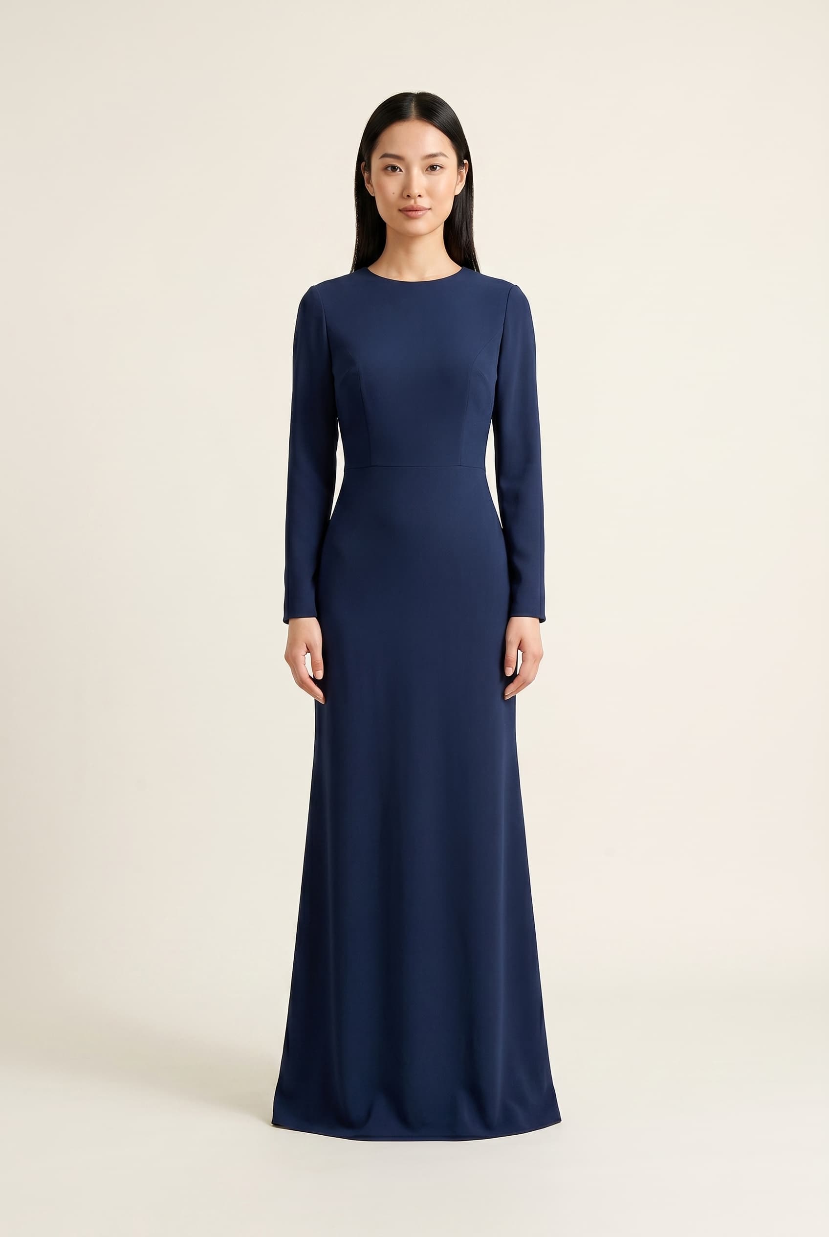 The Celestia Long Sleeve Bridesmaid worn by a model