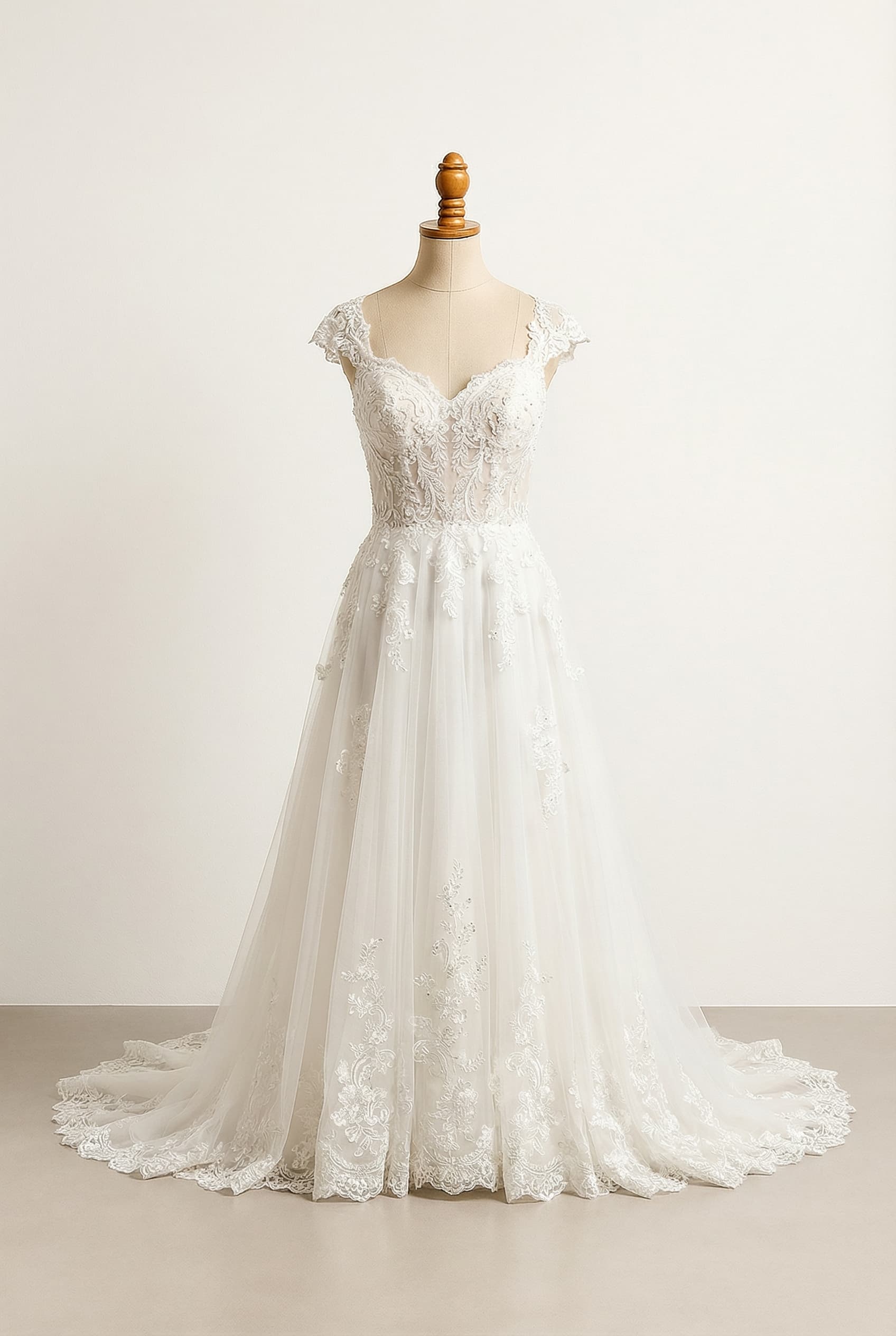 A romantic wedding dress with elegant details