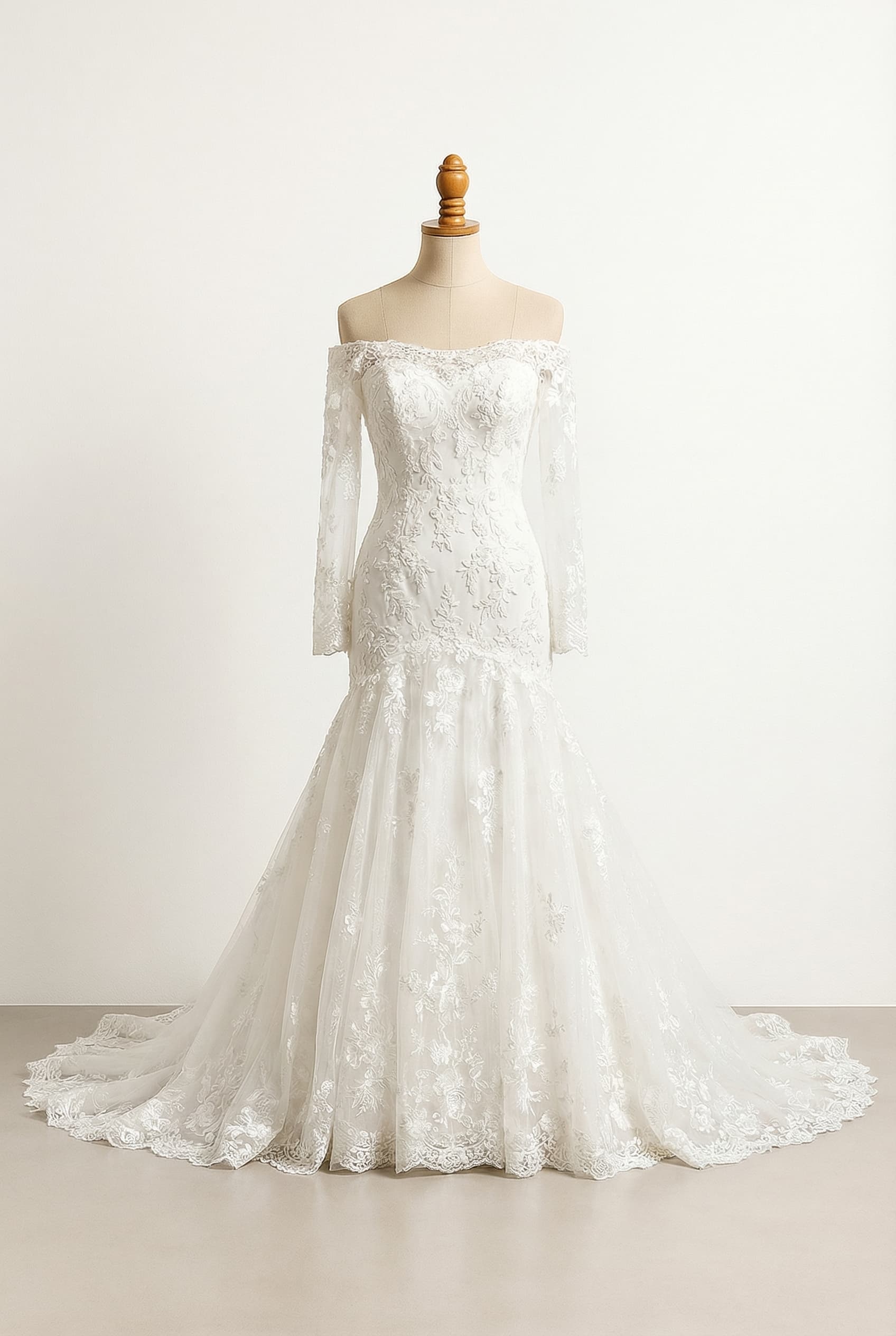 A romantic wedding dress with elegant details
