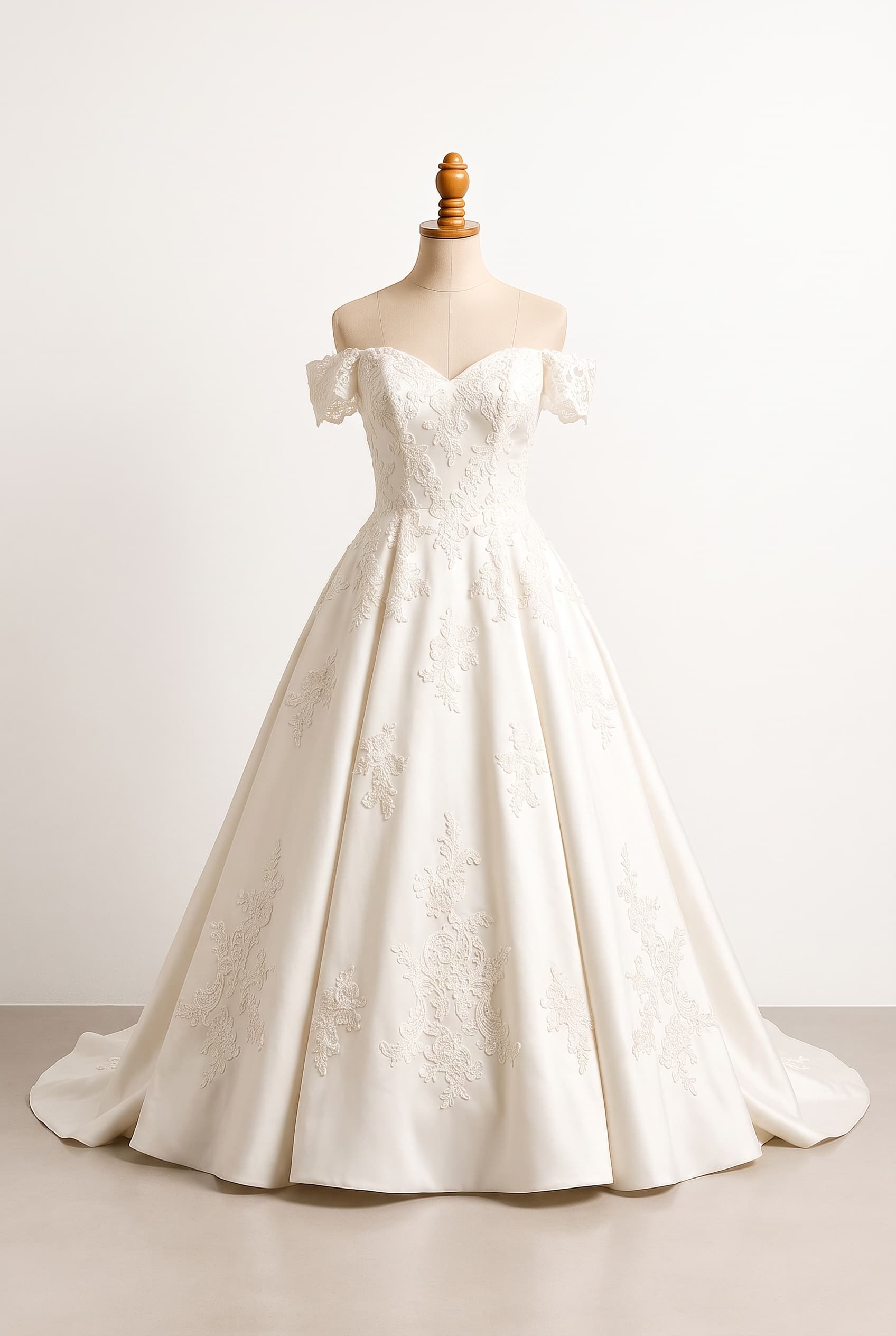 A classic romantic wedding gown with a graceful, polished bridal presence and delicate couture detailing