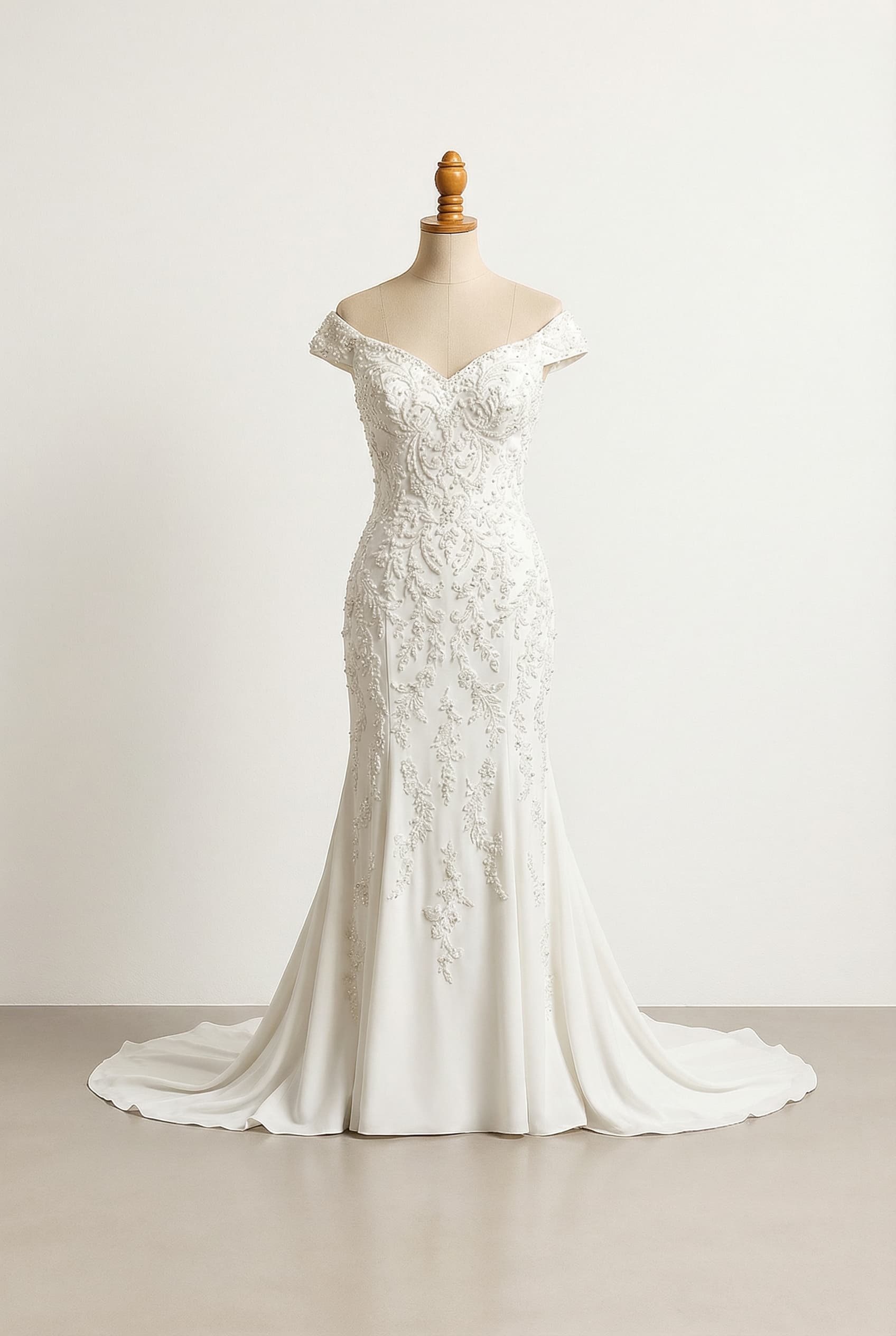 A romantic wedding dress with elegant details