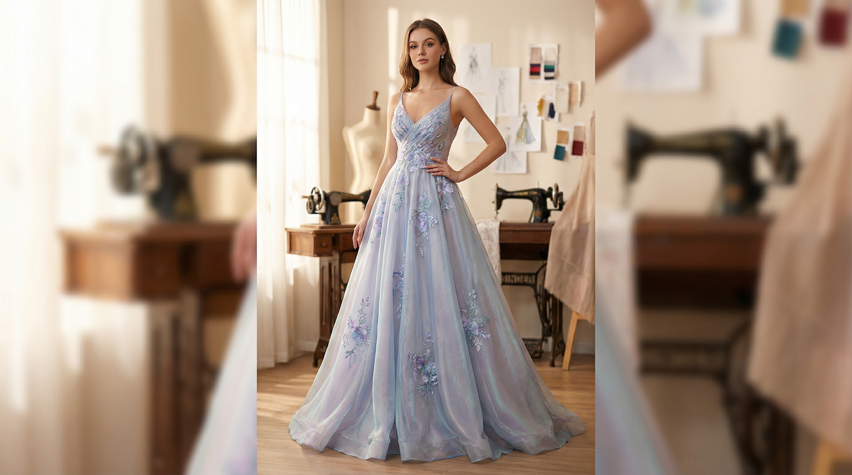 design your own evening dress Design your own gown XL / Black / Velvet main image 1