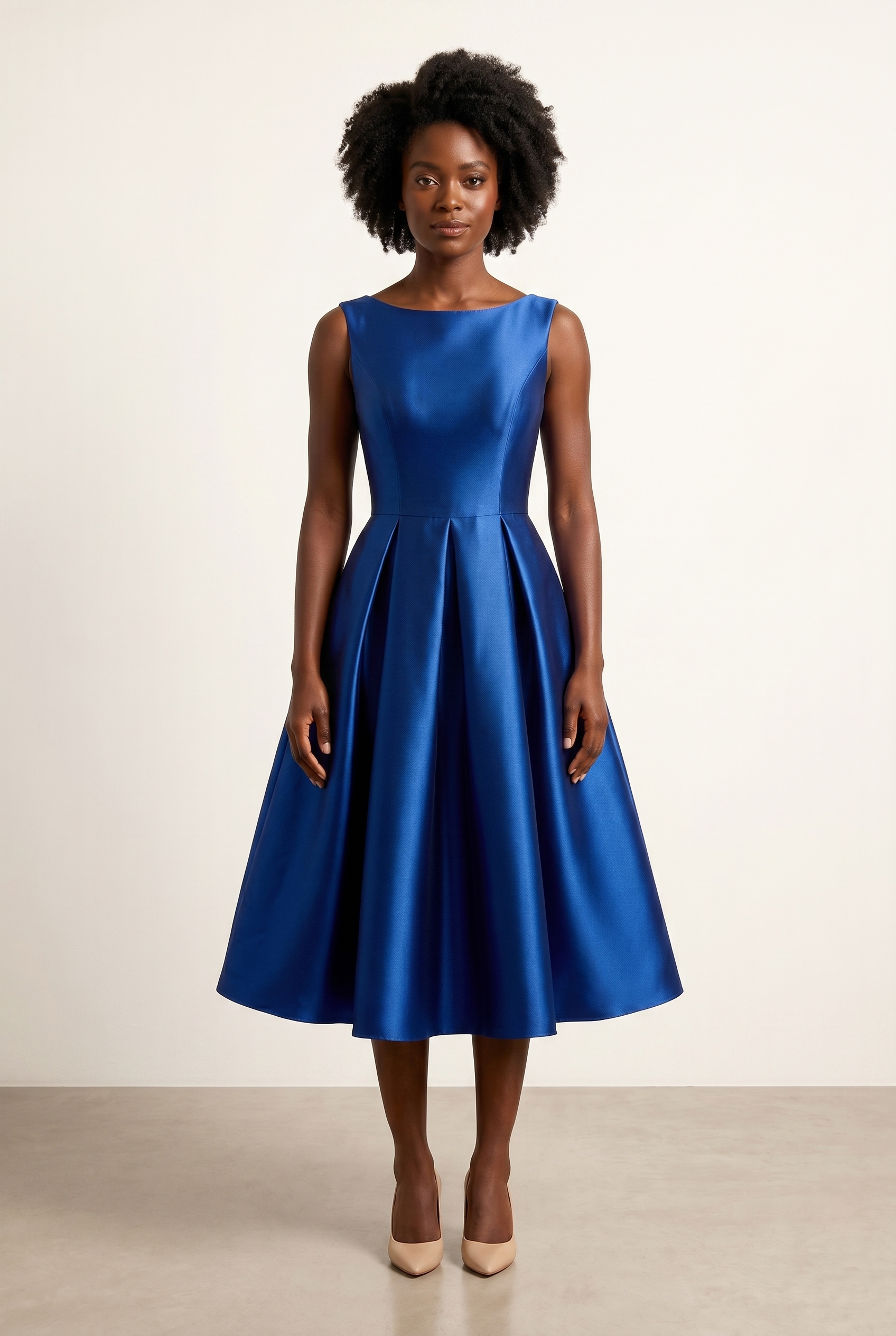 sapphire satin dress Sapphire Blue & Gold Strapless Ball Gown with Petal Bodice